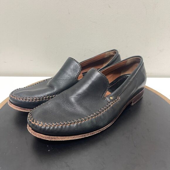 H.S. Trask Shoes Mens 9.5M Handsewn Loafers‎ Black Leather Slip On Driving Moc main image 10